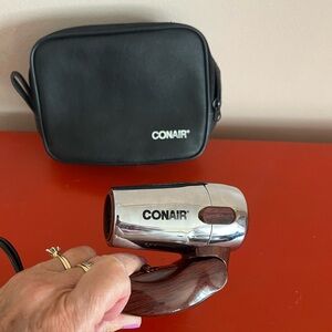 Vintage Chrome and Wood Hair Dryer, folds up small and works great smoke/petfree